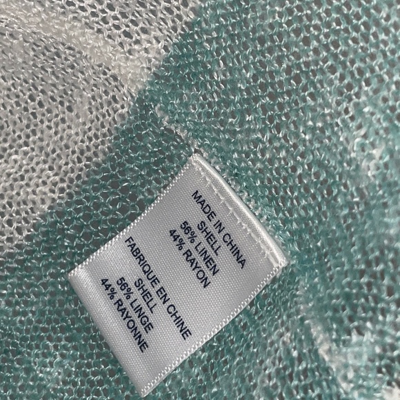 EUC Splendid Linen Blend Short Sleeve Hoodie Mesh Oversized Sweater Striped Sz S - Picture 11 of 12